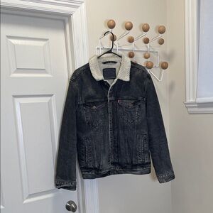 Levi's - Sherpa Lined Denim Jean Jacket - Black - Small